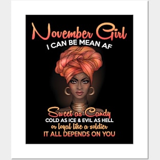 Queens Are Born In November Birthday T-Shirt for Black Women Posters and Art